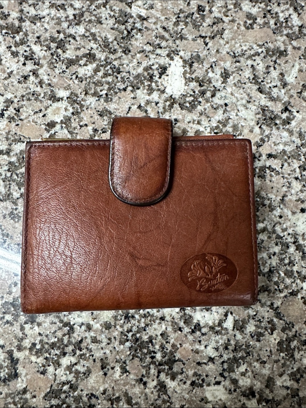 Buzron Brown Leather wallet with Snap Tab